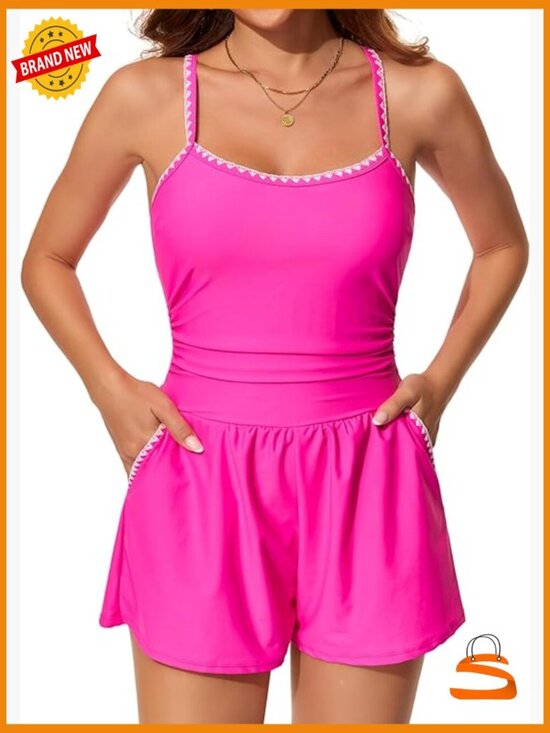 Other - Large Tummy Control One Piece Swimsuit with Pockets and Adjustable Straps